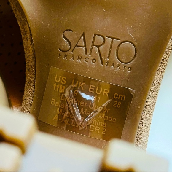 NWOT Franco Sarto Allister 2 Perforated Suede Leather Lug Sole Heeled Sandals - Picture 10 of 10